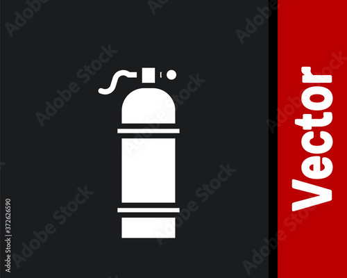 White Aqualung icon isolated on black background. Oxygen tank for diver. Diving equipment. Extreme sport. Sport equipment. Vector Illustration.