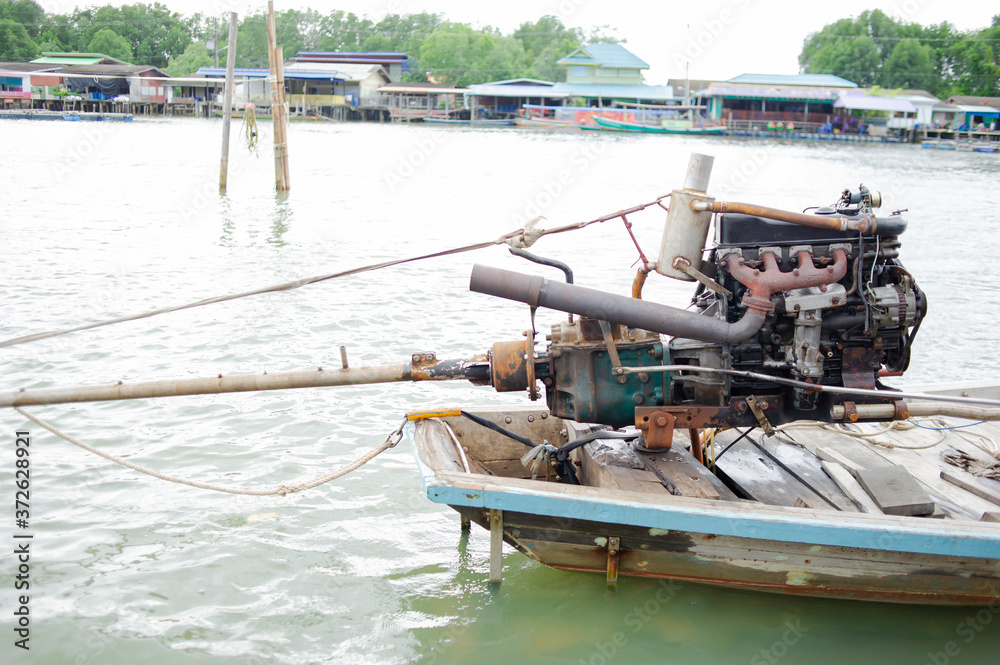 
Old but still working long tail boat engines for fishermen.