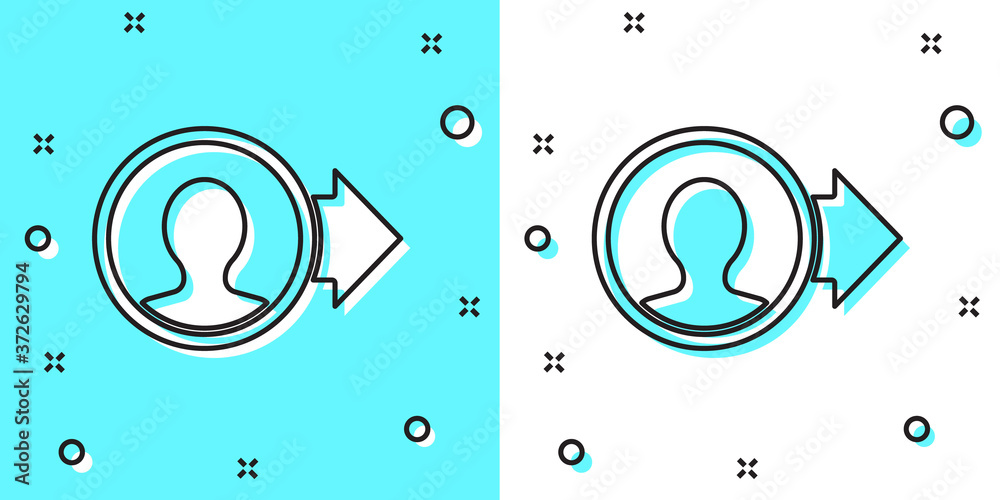 Black line Create account screen icon isolated on green and white background. Random dynamic shapes. Vector. Black line Create account screen icon isolated on green and white background. Random dynamic shapes. Vector.