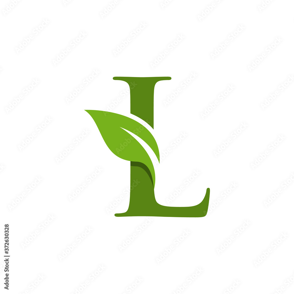Letter L initial with green leaf logo vector design template Stock ...