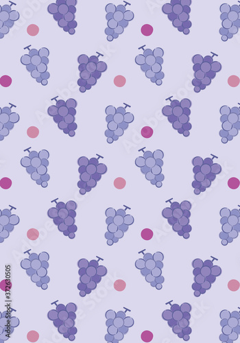 ぶどう模様のかわいい手描き風背景　縦／
Cute hand drawn background of grapes