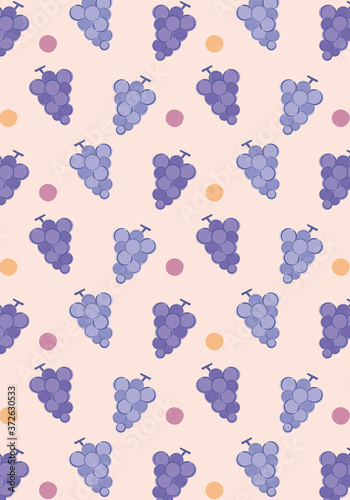 ぶどう模様のかわいい手描き風背景　縦／
Cute hand drawn background of grapes