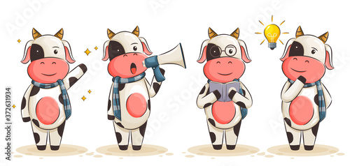 cute cow cartoon vector illustration