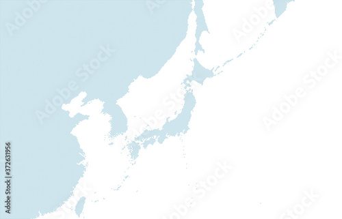 blue dotted Japan map, including neighboring countries. small size.