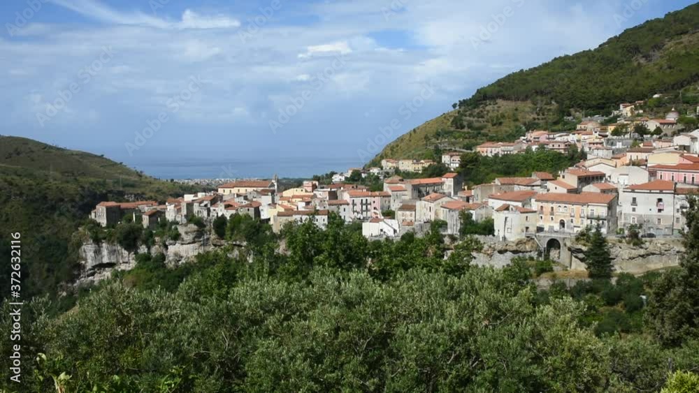 Panoramic view of the rural town of tortora, in the region of Calabria, Italy.
Panoramic view of the rural town of tortora, in the region of Calabria, Italy.