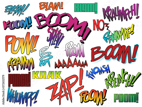 Comic Book Style Sound Effects, Onomatopoeia Drawing, Comics Words