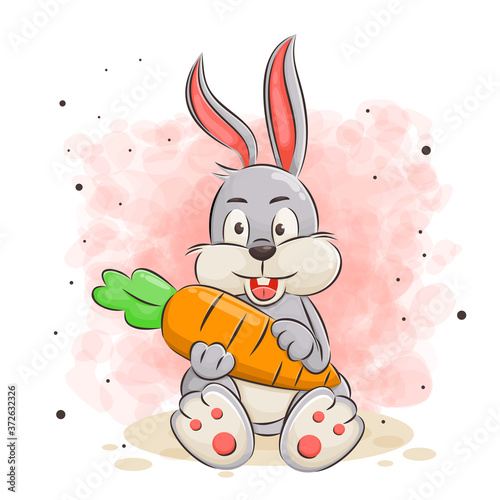 cute rabbit cartoon with carrot vector illustration © ihsan12