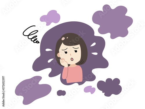 女性　不安　悩む　モヤモヤ
