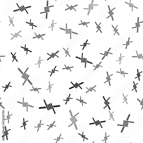 Black Barbed wire icon isolated seamless pattern on white background. Vector.
