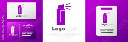 Logotype Pepper spray icon isolated on white background. OC gas. Capsicum self defense aerosol. Logo design template element. Vector.