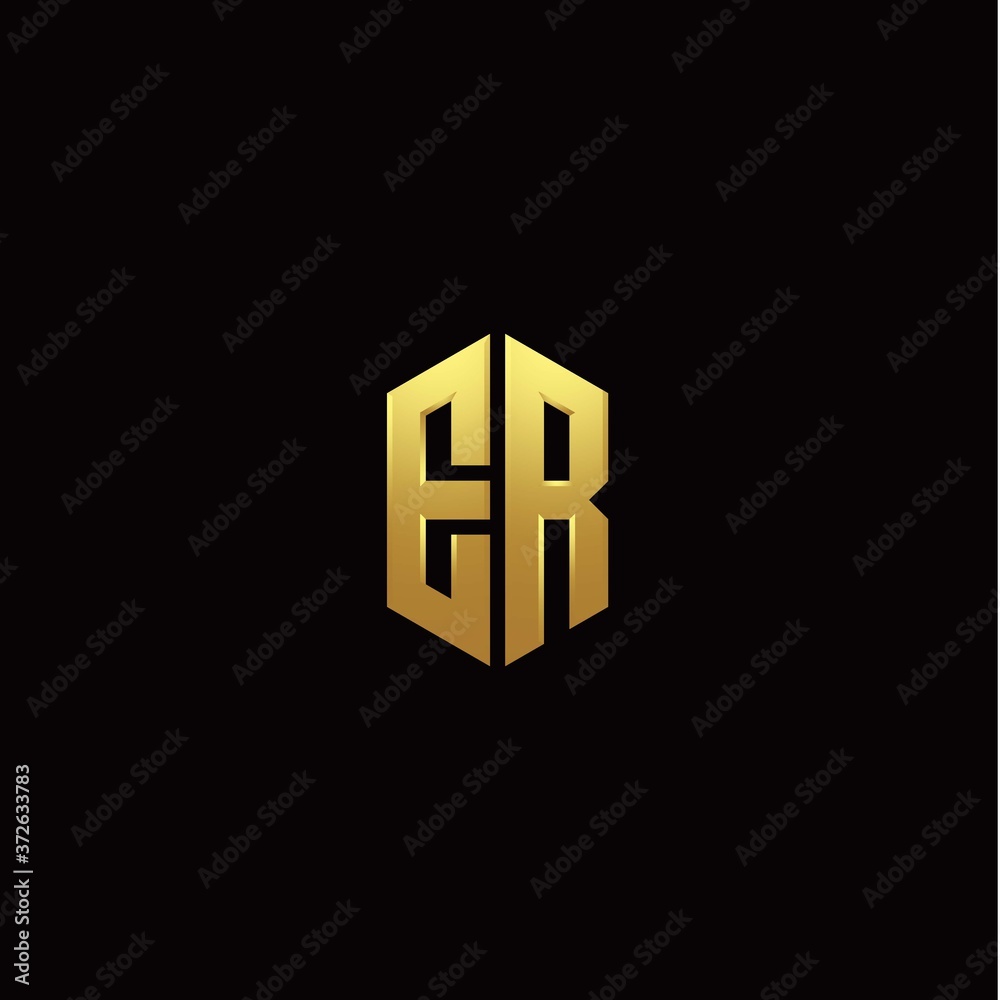 E R modern monogram style initial logo template E R modern monogram style initial logo template