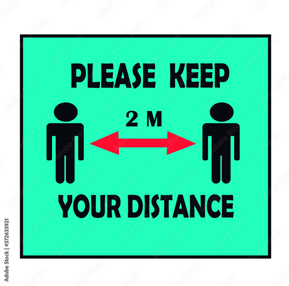 Social Distancing Instruction and Information.Please Keep 2 M Your Distance. Prevention of Coronavirus Covid-19.Template for banner,poster with text.