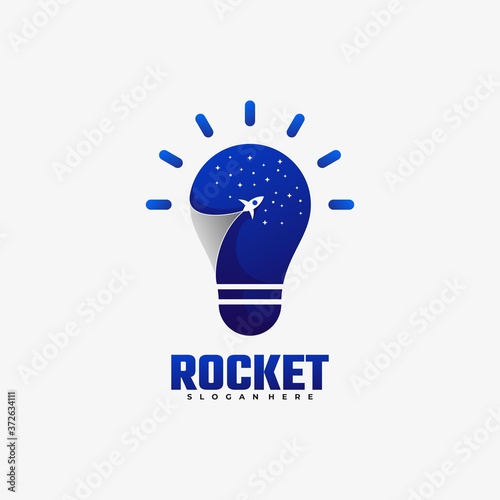 Vector Logo Illustration Rocket Gradient Colorful Style.