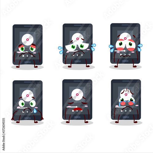 Ipod music cartoon character with sad expression