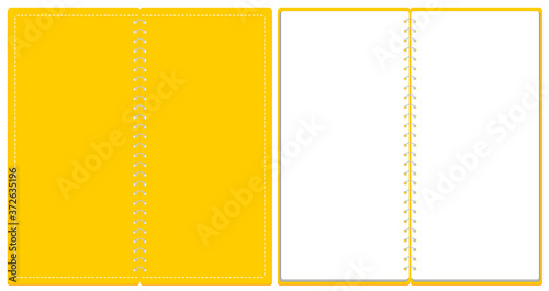 スケッチブック リングノート 表紙とページのセット イラスト ベクター ※A4の三つ折りサイズ