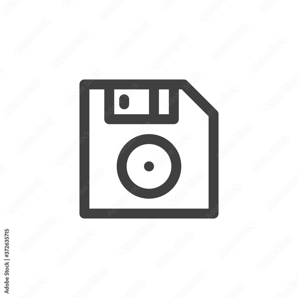 Floppy disk line icon. linear style sign for mobile concept and web design. Computer diskette outline vector icon. Symbol, logo illustration. Vector graphics Floppy disk line icon. linear style sign for mobile concept and web design. Computer diskette outline vector icon. Symbol, logo illustration. Vector graphics