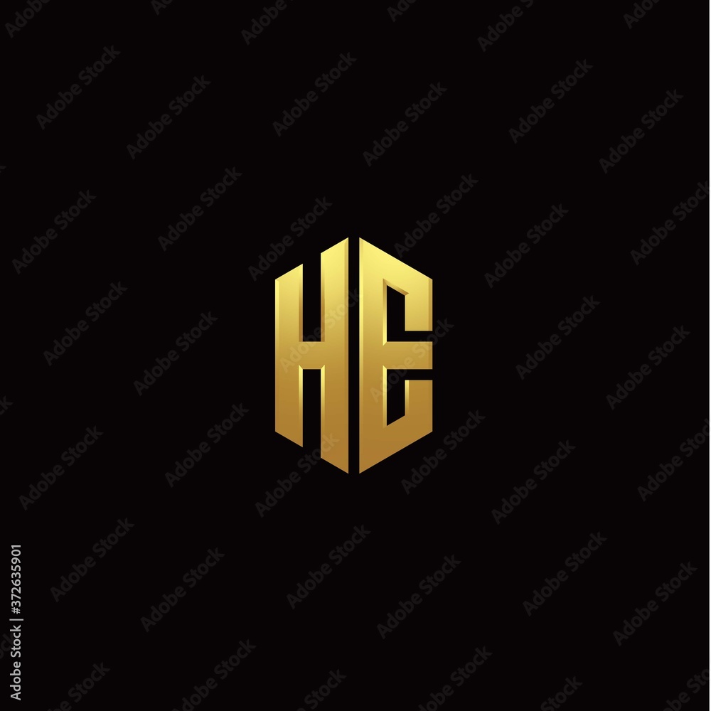 H E modern monogram style initial logo template H E modern monogram style initial logo template