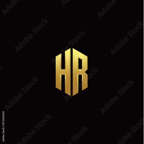 H R modern monogram style initial logo template