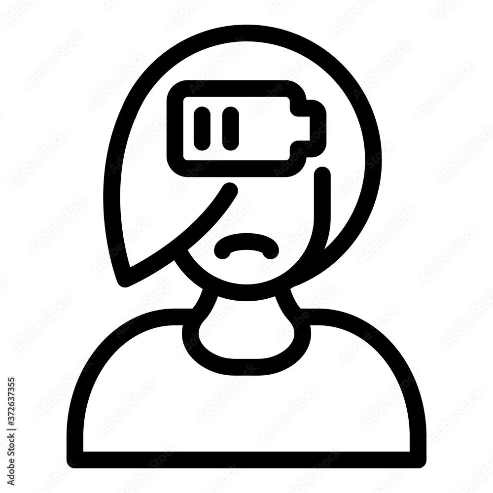 Tired teen icon. Outline tired teen vector icon for web design isolated on white background Tired teen icon. Outline tired teen vector icon for web design isolated on white background