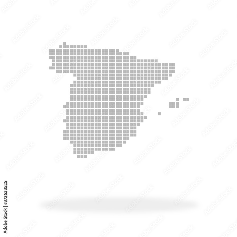 Umriss vom Land Spanien aus grauen Quadraten mit Schatten