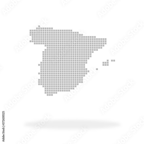 Umriss vom Land Spanien aus grauen Quadraten mit Schatten