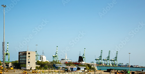 Chennai city , Chennai INDIA tamil nadu - january 11, 2020: Chennai harbour is one of the largest harbor in india.