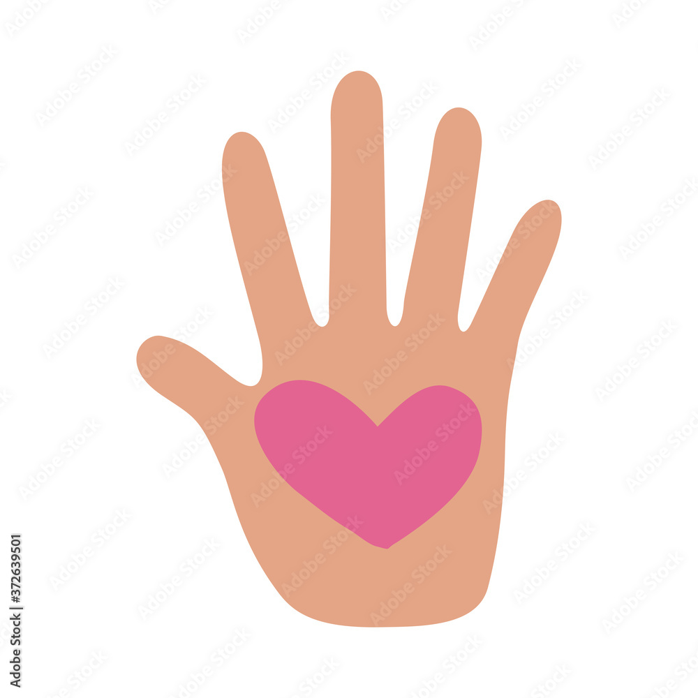 hand human stop with heart protesting flat style icon hand human stop with heart protesting flat style icon