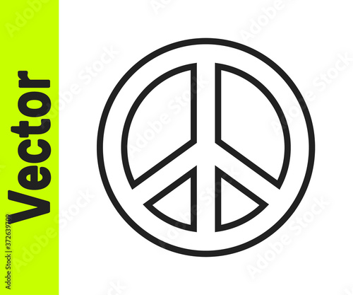 Black line Peace icon isolated on white background. Hippie symbol of peace. Vector.