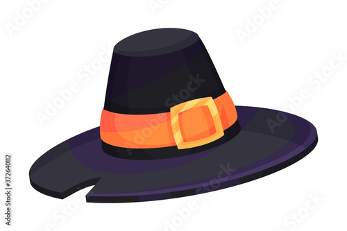 Pilgrim Hat with Belt as Thanksgiving Day Attribute Vector Illustration