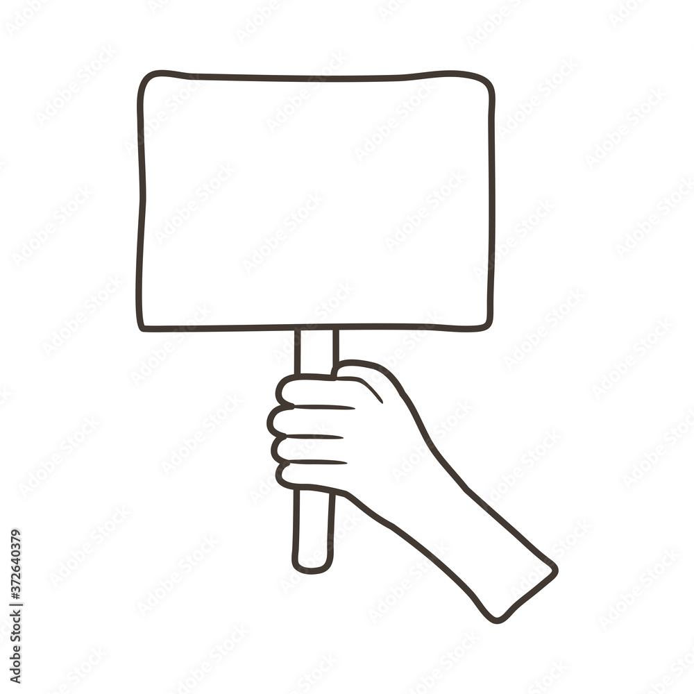 afro hand human protesting with banner line style icon afro hand human protesting with banner line style icon