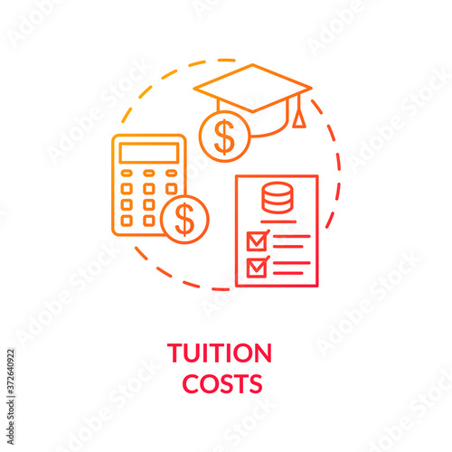 Tuition costs red gradient concept icon. Scholarship for student. Studying fee. Loan for university. College life idea thin line illustration. Vector isolated outline RGB color drawing