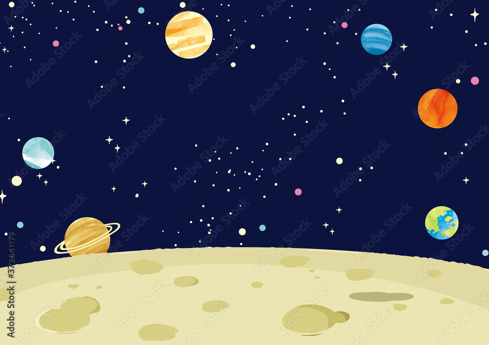 月面と惑星 背景イラスト Stock Vector Adobe Stock