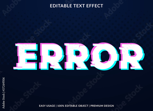 error text effect template with glitch style and bold font concept 