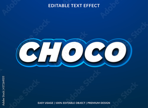 choco text effect template with cartoon style and bold font concept use for food brand label and logo