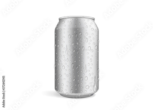 beer can with drops isolated on white background mock up 