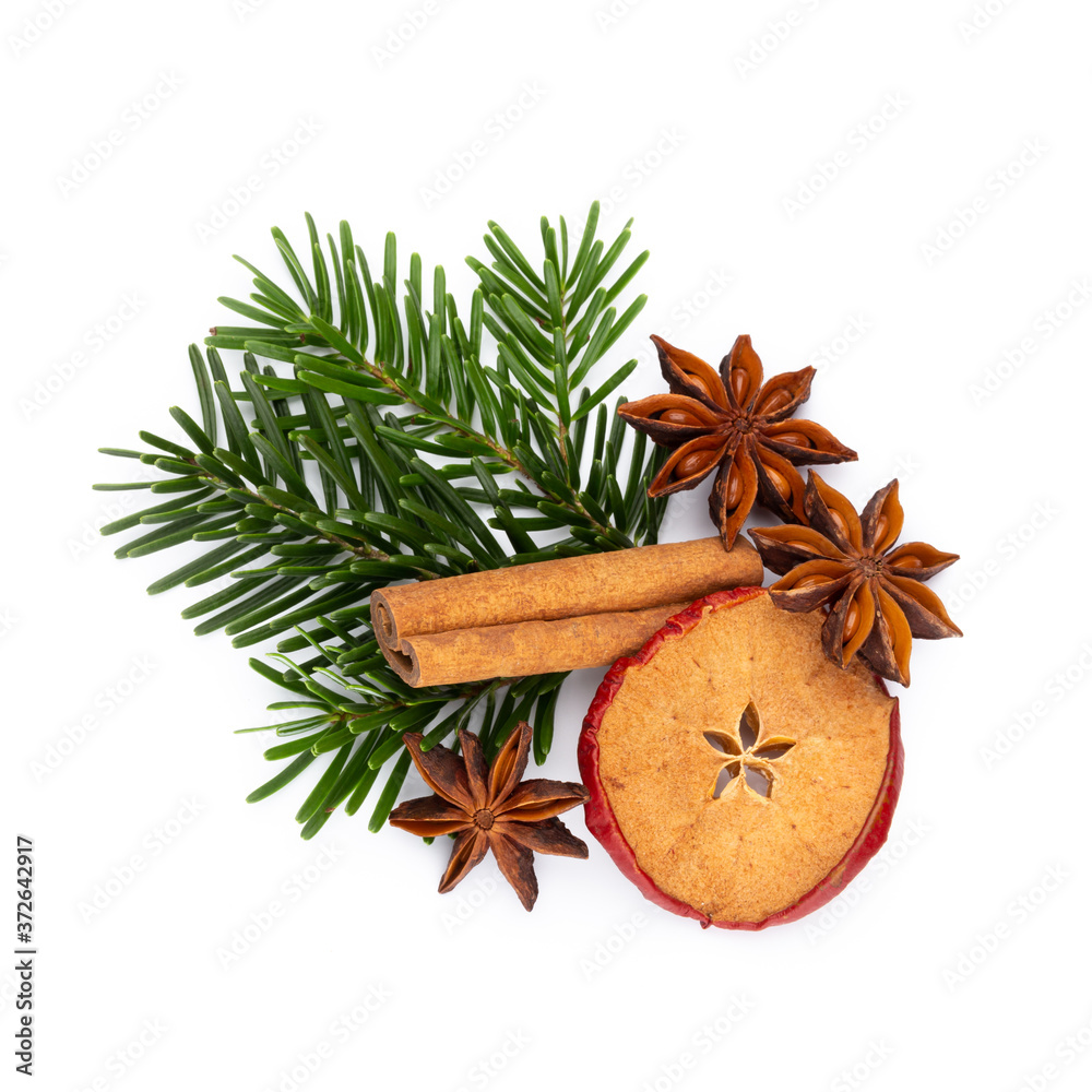 Pine cones and fir tree branch on a white background. Pine cones and fir tree branch on a white background.