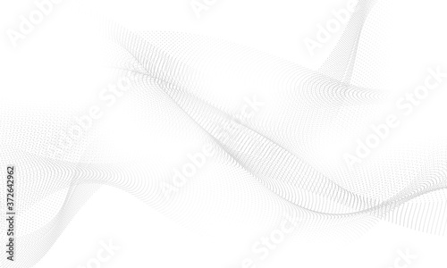 Abstract grey background poster with dynamic waves. particle technology network Vector illustration.