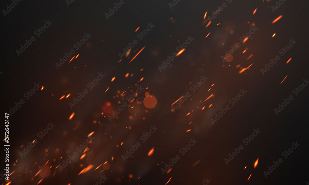 fire flames Burning red hot sparks realistic abstract background - obrazy, fototapety, plakaty 