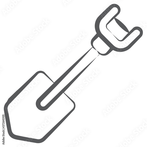 
Spade with a broad blade and typically upturned sides, used for digging, shovel doodle vector 
