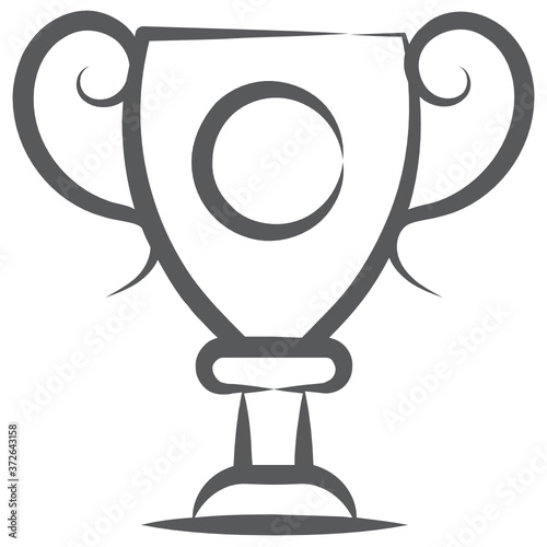

Prize trophy icon design in modern doodle line style 
