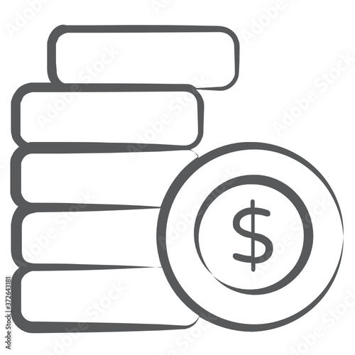 
A gold coin stack, wealth editable doodle style 
