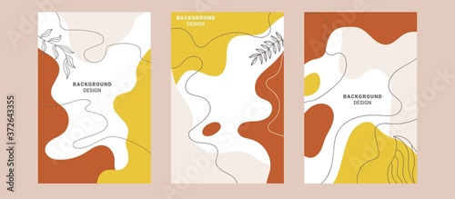 Background template with copy space for text and images design by abstract colored shapes, Social media stories and post creative Vector set. line arts , Tropical leaves VECTOR