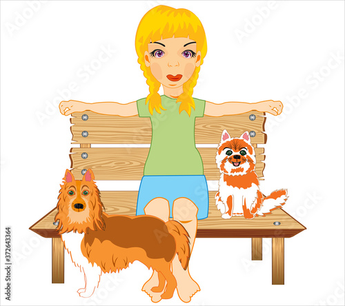 Making look younger girl with animal cat and dog