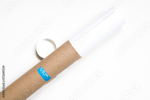 Fototapeta Shipping Cardboard Tube For Sending Documents And Poster Prints | Post Office Ac