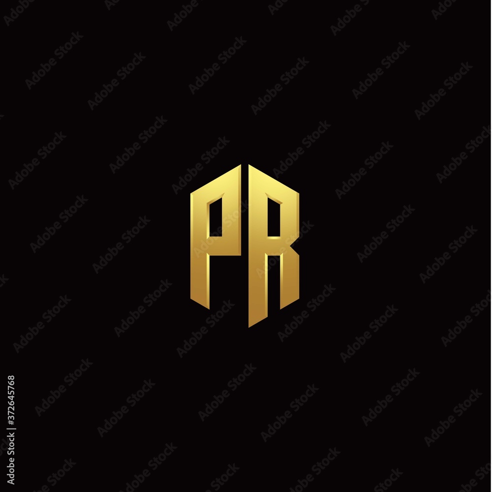 P R modern monogram style initial logo template P R modern monogram style initial logo template