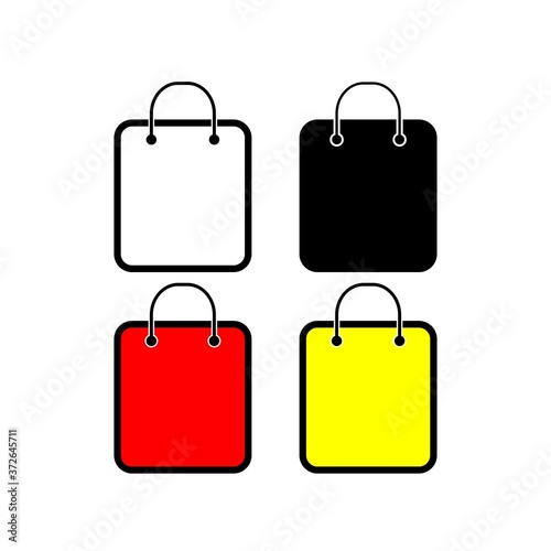 Shopping bag icon set, flat style