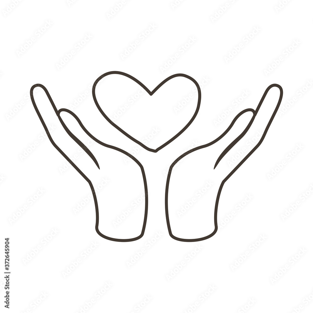 interracial hands with heart line style icon interracial hands with heart line style icon