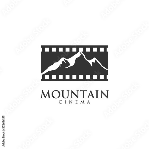 Cinema Mountain Logo Design Vector Template