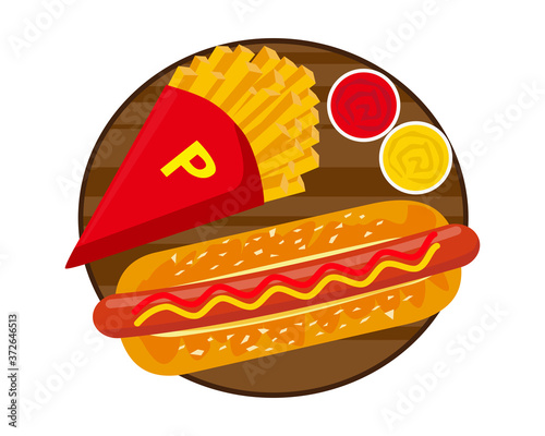 フライドポテトとホットドックのベクターイラスト