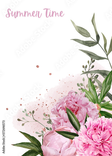 Lush peonies, flowers and rose gold floral elemets